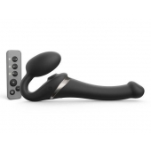 Черный безремневой страпон Multi Orgasm Size S с клиторальной стимуляцией - Strap-on-me - купить с доставкой в Магнитогорске
