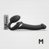 Черный безремневой страпон Multi Orgasm Size M с клиторальной стимуляцией - Strap-on-me - купить с доставкой в Магнитогорске