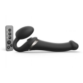 Черный безремневой страпон Multi Orgasm Size M с клиторальной стимуляцией - Strap-on-me - купить с доставкой в Магнитогорске