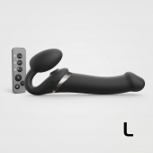Черный безремневой страпон Multi Orgasm Size L с клиторальной стимуляцией - Strap-on-me - купить с доставкой в Магнитогорске