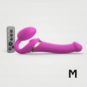 Ярко-розовый безремневой страпон Multi Orgasm Size M с клиторальной стимуляцией - Strap-on-me - купить с доставкой в Магнитогорске