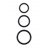 Набор из трех черных эрекционных колец Silicone 3-Ring Stamina Set - Pipedream - в Магнитогорске купить с доставкой