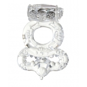 Прозрачное эрекционное кольцо с вибратором  и подхватом - Toyfa Basic - в Магнитогорске купить с доставкой