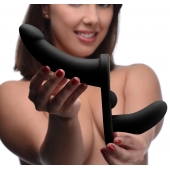 Черный вибрострапон Double Take 10X Double Penetration Vibrating Strap-on Harness - XR Brands - купить с доставкой в Магнитогорске