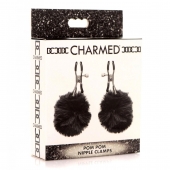 Зажимы для сосков с черным помпонами Pom Pom Nipple Clamps - XR Brands - купить с доставкой в Магнитогорске