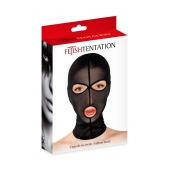 Черная сетчатая маска на голову с отверстиями для глаз и рта - Fetish Tentation - купить с доставкой в Магнитогорске