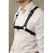 Черная мужская кожаная портупея №4 - БДСМ Арсенал - купить с доставкой в Магнитогорске