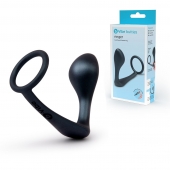 Черное эрекционное кольцо со стимулятором простаты Ringer Cock Ring   Plug - b-Vibe - в Магнитогорске купить с доставкой