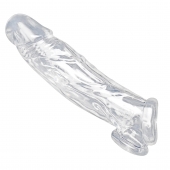 Прозрачная насадка для увеличения члена Realistic Clear Penis Enhancer and Ball Stretcher - 20,3 см. - XR Brands - в Магнитогорске купить с доставкой