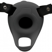 Черный полый страпон с вибрацией 2’’ Erection 28X Smooth Vibrating Silicone Penis Sheath - XR Brands - купить с доставкой в Магнитогорске