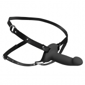 Черный полый страпон с вибрацией 2’’ Erection 28X Smooth Vibrating Silicone Penis Sheath - XR Brands - купить с доставкой в Магнитогорске