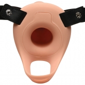 Телесный полый страпон 2  Erection 28X Smooth Vibrating Silicone Penis Sheath - 16 см. - XR Brands - купить с доставкой в Магнитогорске