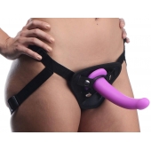 Лиловый поясной страпон Navigator Silicone G-Spot Dildo with Harness - 17,8 см. - XR Brands - купить с доставкой в Магнитогорске
