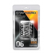 Прозрачная насадка с объёмными чёрточками STAY HARD COCK SLEEVE 06 CLEAR - Blush Novelties - в Магнитогорске купить с доставкой