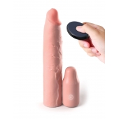 Телесная вибронасадка на член 3  Vibrating Mega X-tension with Remote - 22,9 см. - Pipedream - в Магнитогорске купить с доставкой