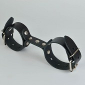 Черные кожаные наручники-фиксатор - Sitabella - купить с доставкой в Магнитогорске