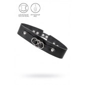 Черный чокер-ошейник со связанными кольцами на подложке - Pecado - купить с доставкой в Магнитогорске