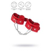 Красные кожаные наручники-браслеты со скруглёнными углами - Pecado - купить с доставкой в Магнитогорске