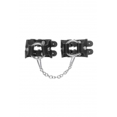 Черные кожаные наручники-браслеты из двух ремешков - Pecado - купить с доставкой в Магнитогорске