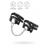 Черные кожаные наручники-браслеты из двух ремешков - Pecado - купить с доставкой в Магнитогорске