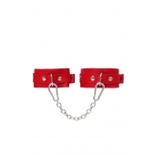 Красные кожаные узкие оковы со скруглёнными углами - Pecado - купить с доставкой в Магнитогорске