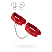 Красные кожаные узкие оковы со скруглёнными углами - Pecado - купить с доставкой в Магнитогорске