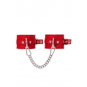 Красные мягкие кожаные оковы с люверсами - Pecado - купить с доставкой в Магнитогорске