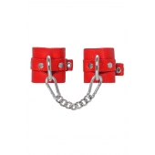 Красные мягкие кожаные наручники с люверсами - Pecado - купить с доставкой в Магнитогорске