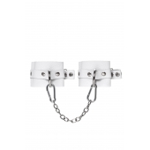 Белые мягкие кожаные оковы с люверсами - Pecado - купить с доставкой в Магнитогорске