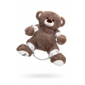 Бондажный набор: бурый мишка с белыми оковами и наручниками - Pecado - купить с доставкой в Магнитогорске