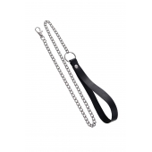 Поводок с ручкой из черной натуральной кожи и карабином для ошейника - Pecado - купить с доставкой в Магнитогорске