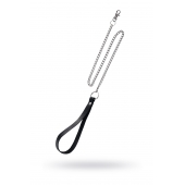 Поводок с ручкой из черной натуральной кожи и карабином для ошейника - Pecado - купить с доставкой в Магнитогорске