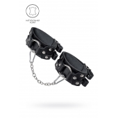 Черные кожаные оковы с двумя ремешками - Pecado - купить с доставкой в Магнитогорске