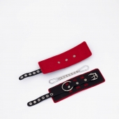 Черно-красные наручники с красной строчкой Sex - Crazy Handmade - купить с доставкой в Магнитогорске