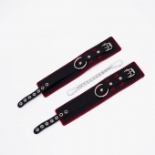 Черно-красные оковы с красной строчкой Sex - Crazy Handmade - купить с доставкой в Магнитогорске