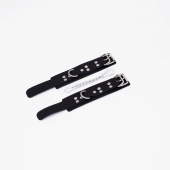 Черные кожаные наручники с регулируемыми ремешками - Crazy Handmade - купить с доставкой в Магнитогорске