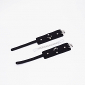 Черные кожаные оковы с хромированной фурнитурой - Crazy Handmade - купить с доставкой в Магнитогорске