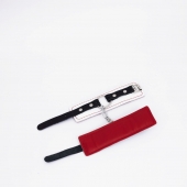 Бело-красные кожаные наручники - Crazy Handmade - купить с доставкой в Магнитогорске