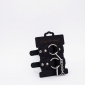 Черные кожаные оковы с кольцом - Crazy Handmade - купить с доставкой в Магнитогорске