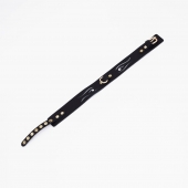 Черный кожаный ошейник с золотистой фурнитурой - Crazy Handmade - купить с доставкой в Магнитогорске