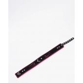 Черно-розовый кожаный ошейник с розовой строчкой - Crazy Handmade - купить с доставкой в Магнитогорске