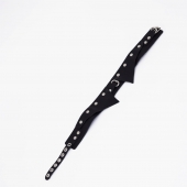 Черный однослойный кожаный ошейник с имитацией воротничка - Crazy Handmade - купить с доставкой в Магнитогорске