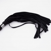 Черный кожаный флоггер со стальной ручкой - 45 см. - Crazy Handmade - купить с доставкой в Магнитогорске