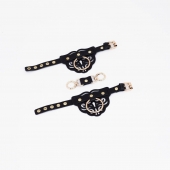 Черные наручники с золотистой фурнитурой - Crazy Handmade - купить с доставкой в Магнитогорске