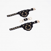 Черные наручники с золотистой фурнитурой - Crazy Handmade - купить с доставкой в Магнитогорске