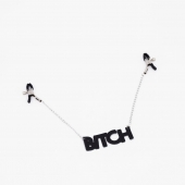 Зажимы на соски с кожаной подвеской Bitch - Crazy Handmade - купить с доставкой в Магнитогорске