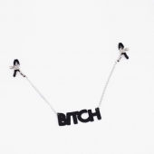 Зажимы на соски с кожаной подвеской Bitch - Crazy Handmade - купить с доставкой в Магнитогорске