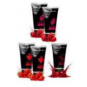 Набор из 5 съедобных лубрикантов JUJU (клубника х 2, малина х 2, вишня) - JuJu - купить с доставкой в Магнитогорске