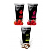 Набор из 3 съедобных лубрикантов JUJU (клубника, малина, кокос) - JuJu - купить с доставкой в Магнитогорске