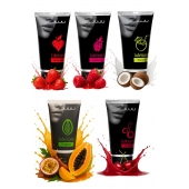 Набор из 5 съедобных лубрикантов JUJU (клубника, малина, тропические фрукты, вишня, кокос) - JuJu - купить с доставкой в Магнитогорске